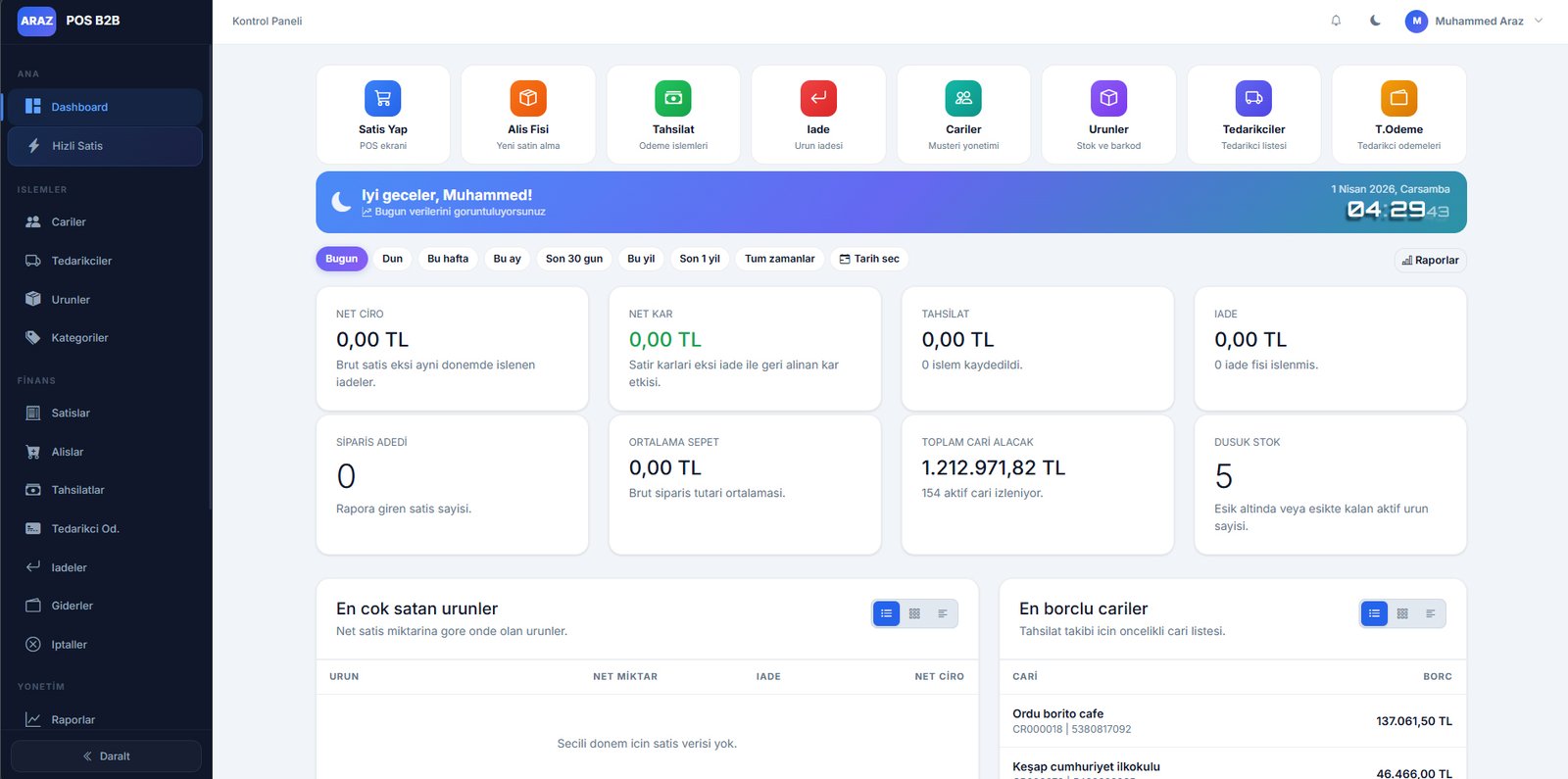 ArazPOS Toptan-Parakende B2B ekran görüntüsü